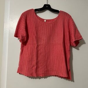 Margaret O'Leary Textured Pink Short Sleeve Top